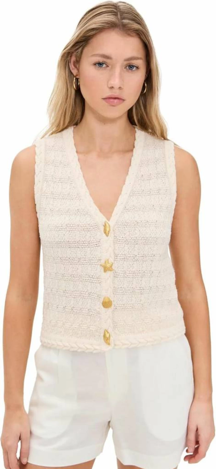Line & Dot Women's Riya Knit Sweater Vest – Casual Chic Pullover Sleeveless Top