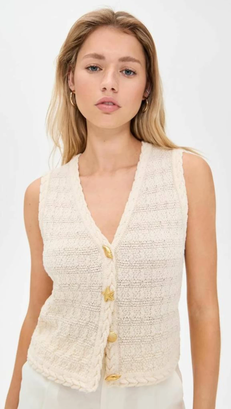 Line & Dot Women's Riya Knit Sweater Vest – Casual Chic Pullover Sleeveless Top