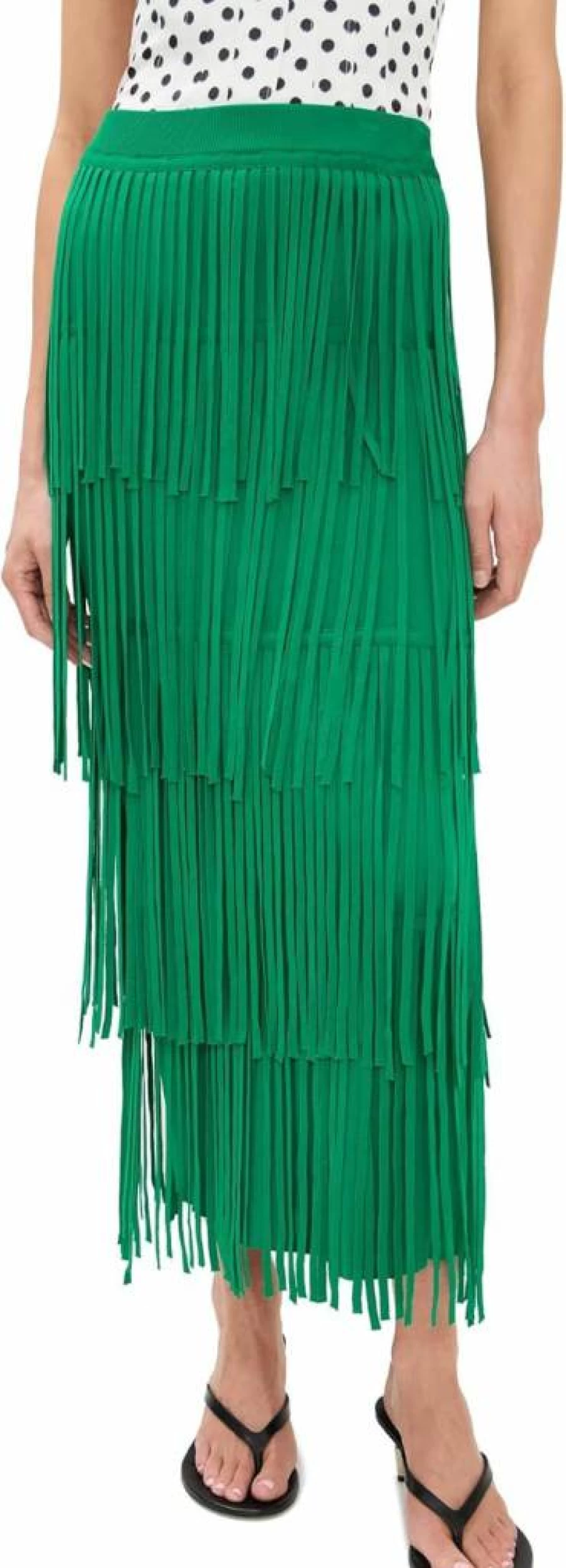 SIMON MILLER USA Women's Za Za Knit Fringe Skirt - Boho Chic Knitted Midi Skirt with Decorative Fringe
