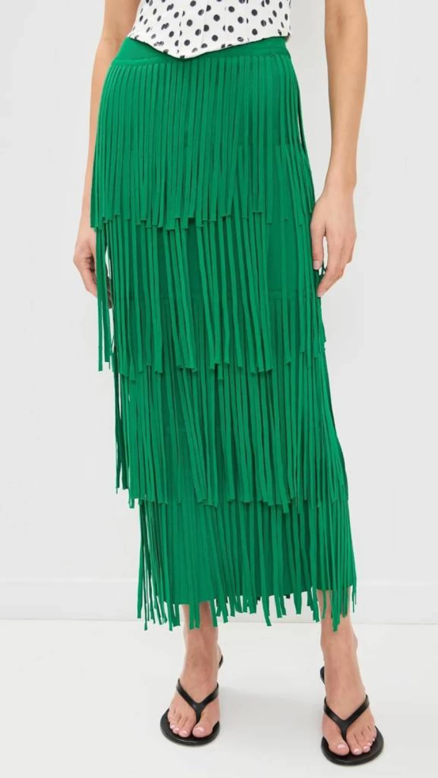SIMON MILLER USA Women's Za Za Knit Fringe Skirt - Boho Chic Knitted Midi Skirt with Decorative Fringe