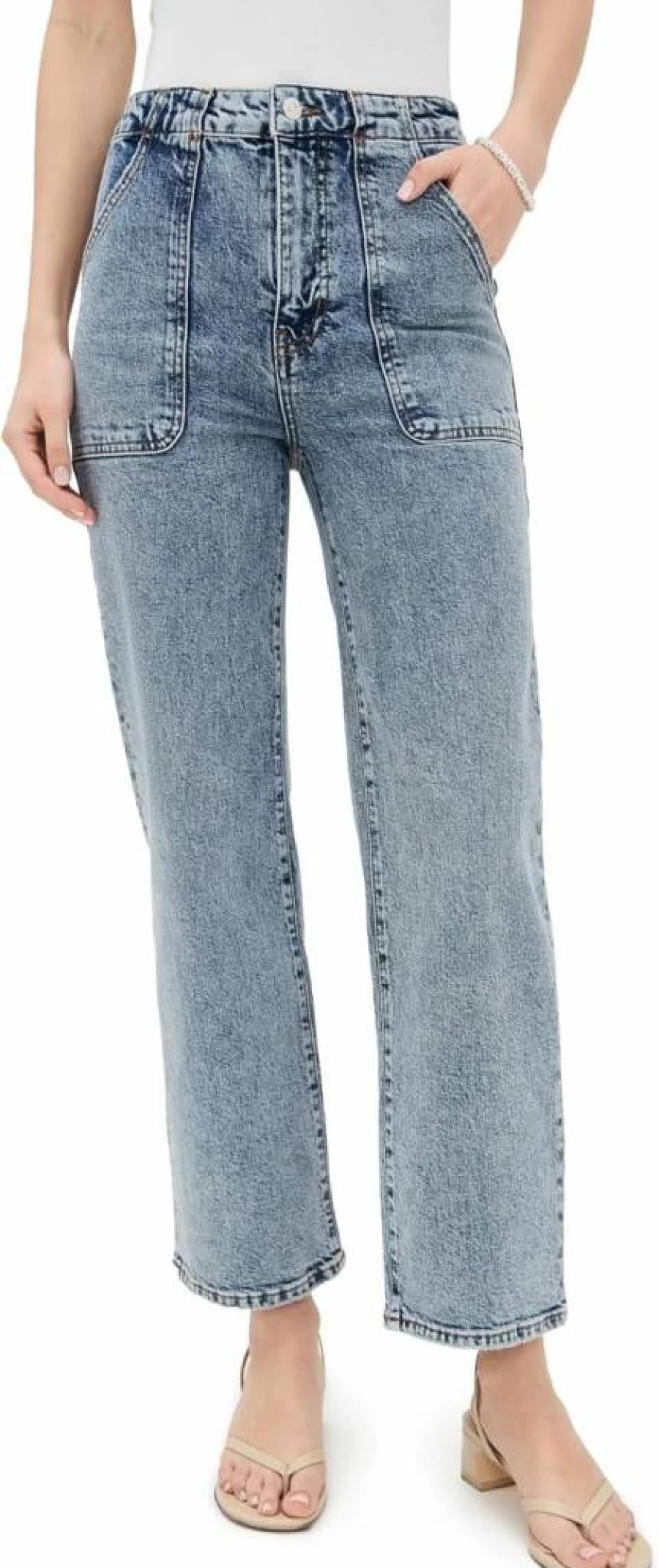 FRAME Women's Modern High-Waisted Wide-Leg Jeans with Pockets