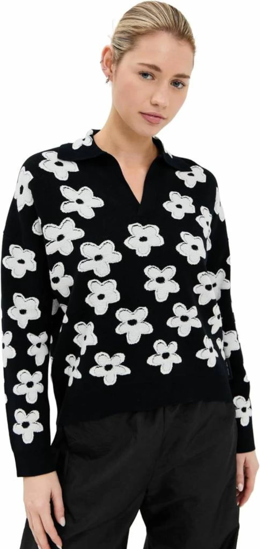 Marc Jacobs Women's Daisy Jacquard Polo Shirt - Floral Embroidered Casual Top