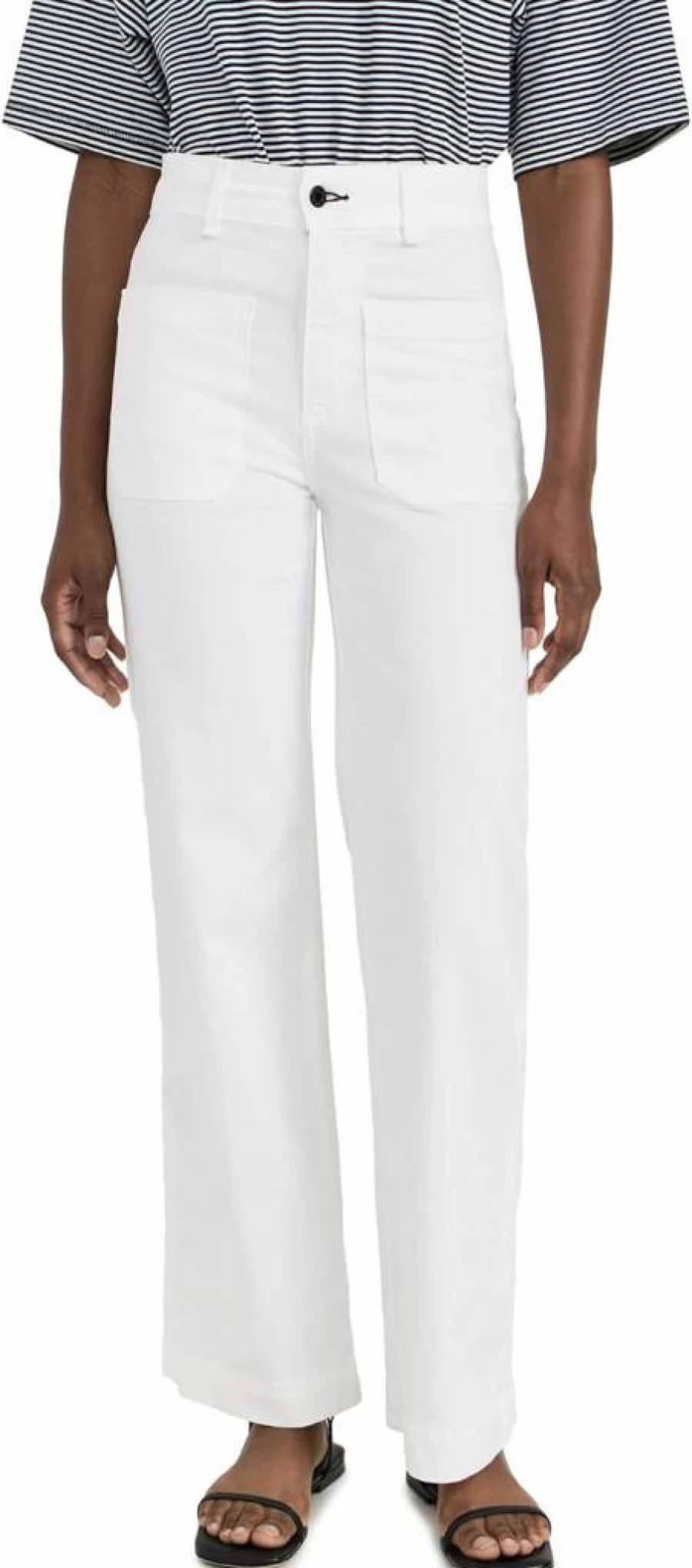 ASKK NY High Waisted Women's Sailor Pants - Trendy Vintage Wide Leg Trousers for Casual & Office Wear