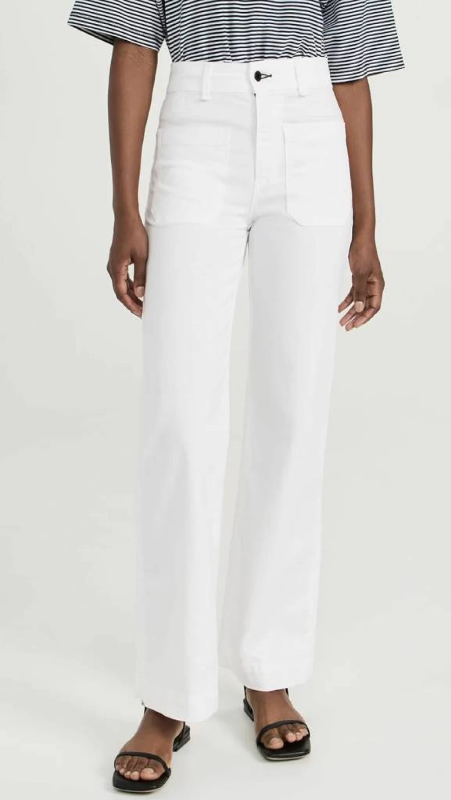 ASKK NY High Waisted Women's Sailor Pants - Trendy Vintage Wide Leg Trousers for Casual & Office Wear