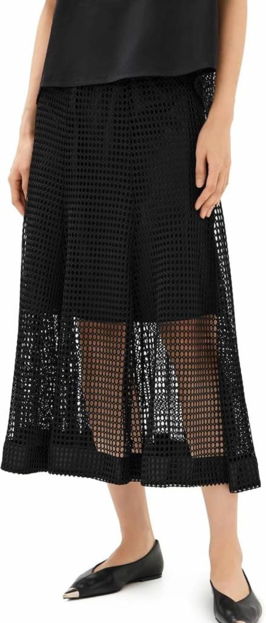 MEIMEIJ Women's Stretchy Elastic Waist Mesh Net Skirt - Fashionable Breathable Midi Skirt
