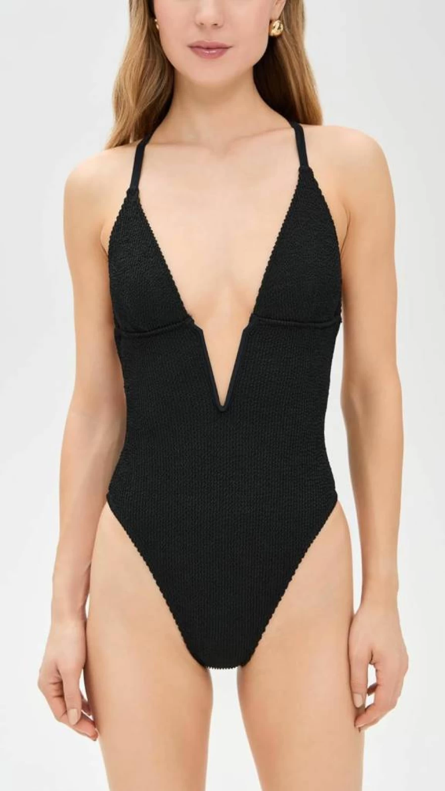 Good American Women's Always Fits Deep V Underwire One-Piece Swimsuit | Tummy Control Swimwear