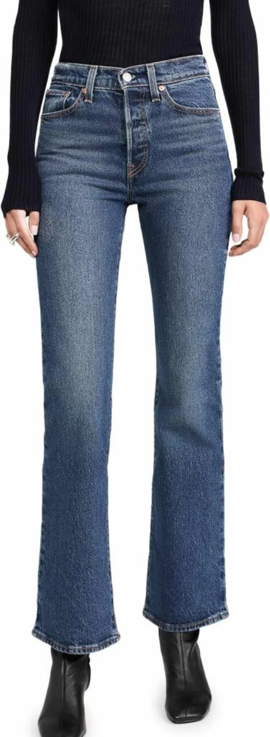 Levi's Women's Wedgie Boot Jeans - High Rise Straight Leg Bootcut Denim Pants