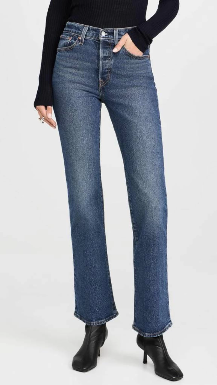 Levi's Women's Wedgie Boot Jeans - High Rise Straight Leg Bootcut Denim Pants