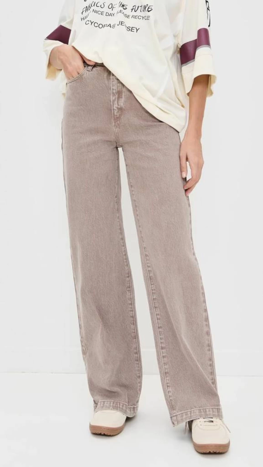 ABRAND Women's High-Rise Wide-Leg Jeans - 94% Cotton Stretch Denim Pants for Comfort & Style
