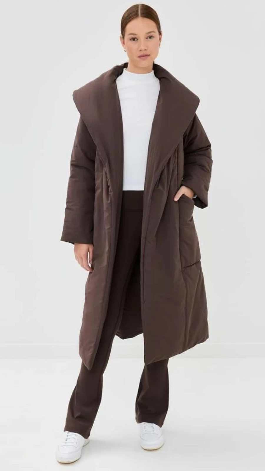 Varley Ana Long Wrap Puffer Coat for Women - Winter Warm Quilted Jacket