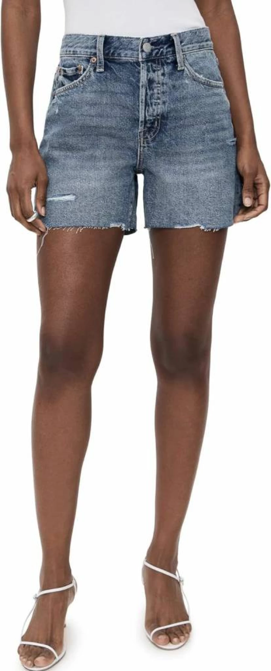 Pistola Denim Women's Andie High-Waisted Distressed Denim Shorts Vintage Blue