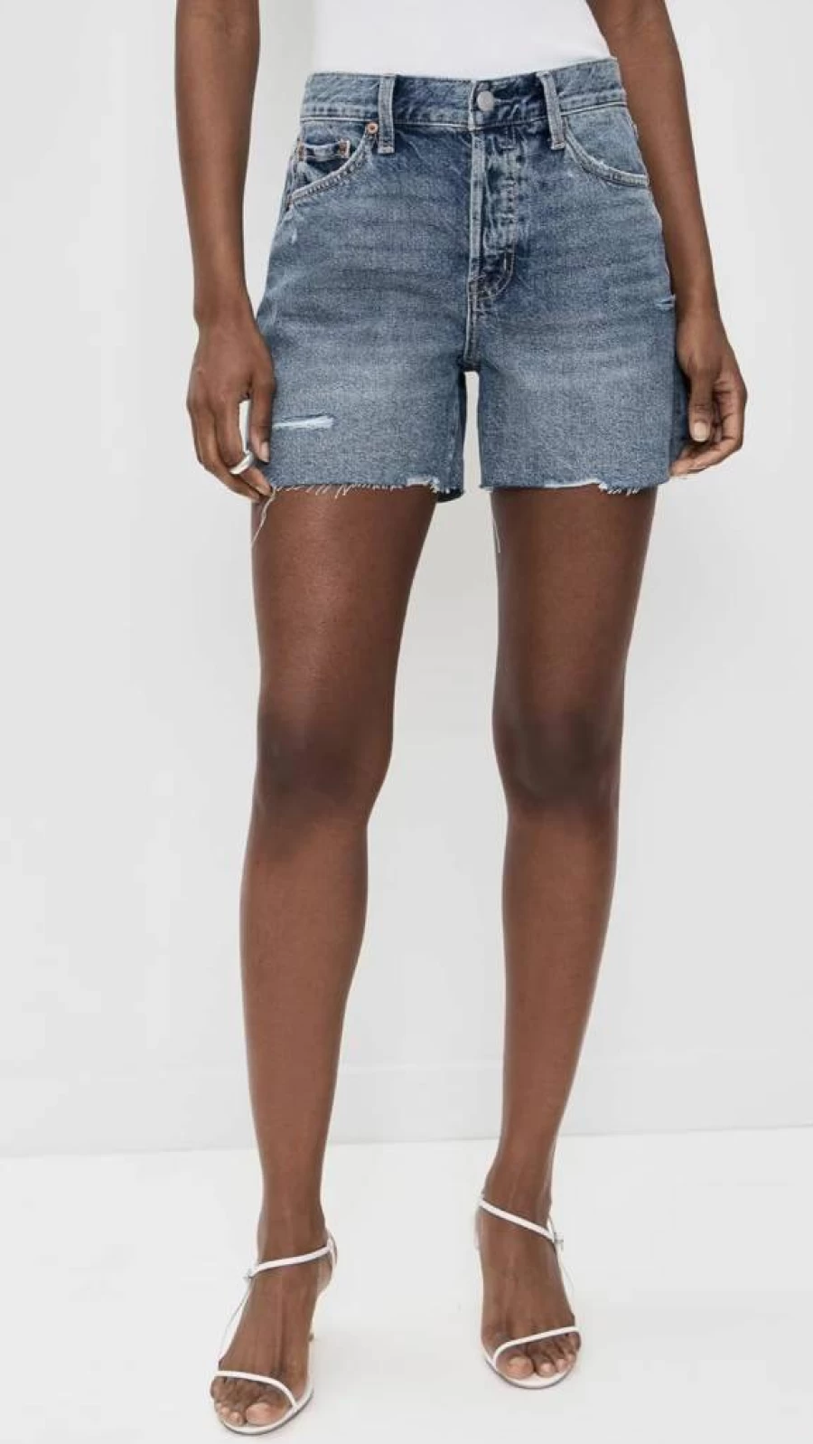 Pistola Denim Women's Andie High-Waisted Distressed Denim Shorts Vintage Blue