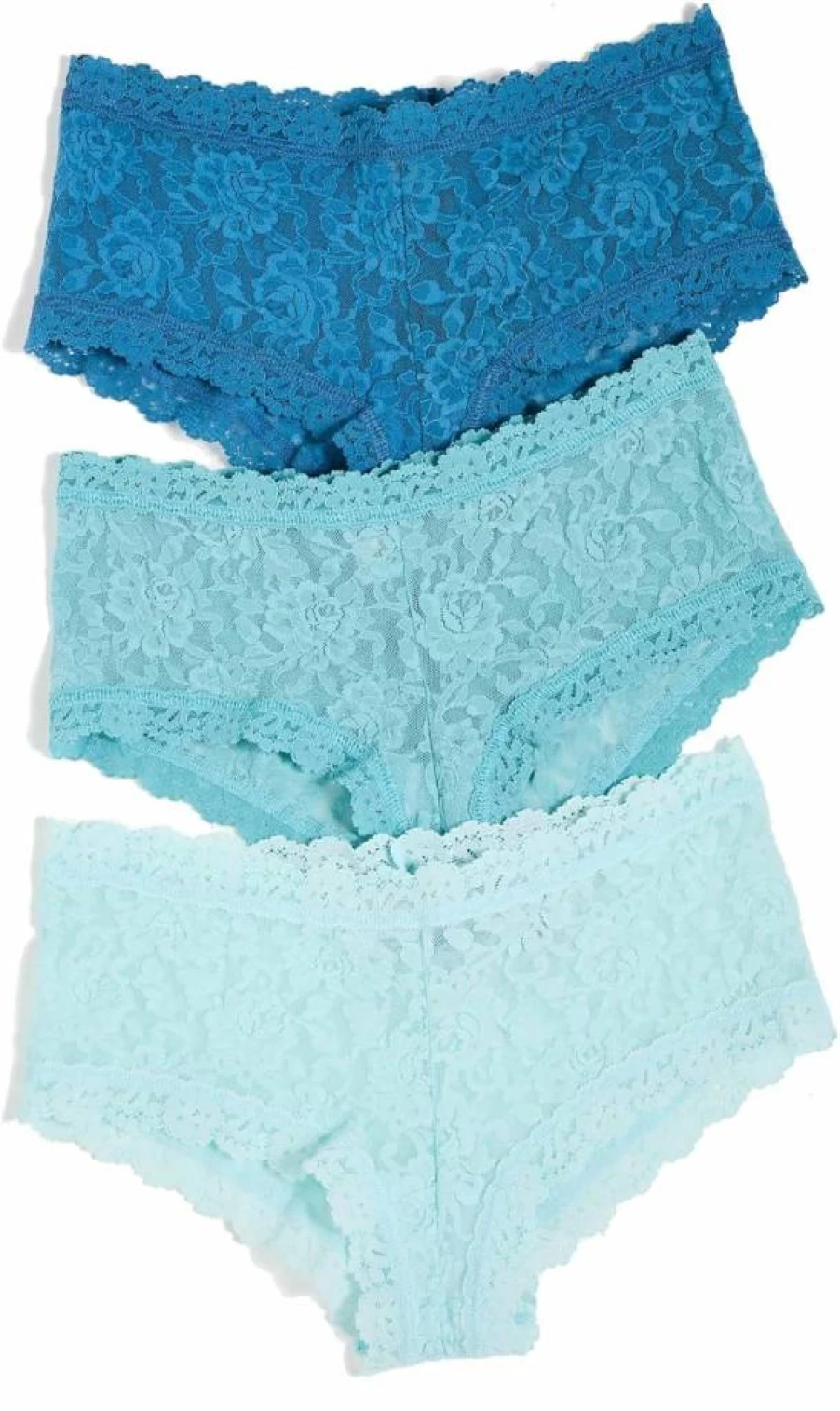 Hanky Panky Women's 3-Pack Comfortable Lace Boy Shorts Underwear - Soft Breathable Panties