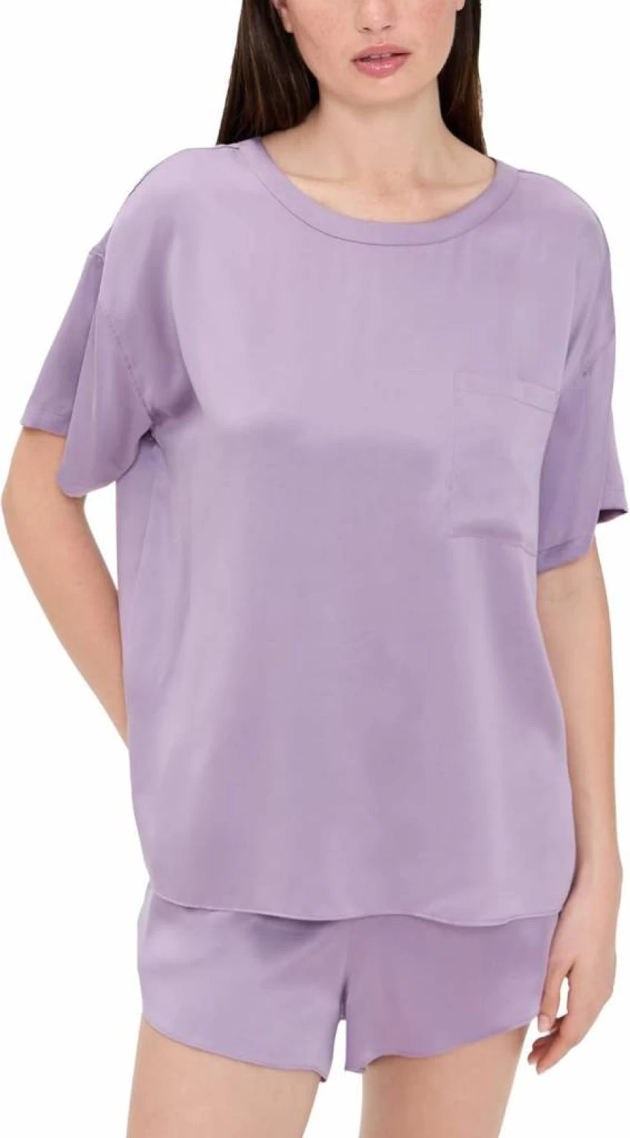 Lunya Washable Silk Sleepwear Set for Women - Short Sleeve Tee & Shorts