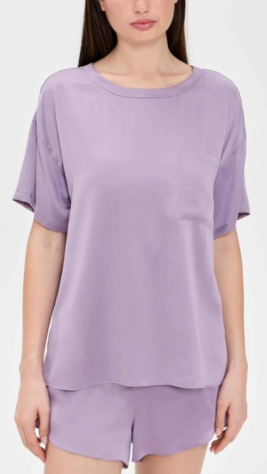 Lunya Washable Silk Sleepwear Set for Women - Short Sleeve Tee & Shorts