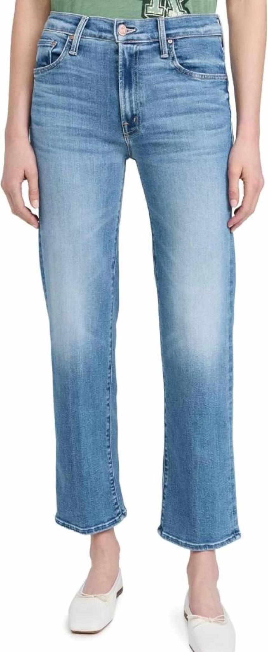 MOTHER Women's Mid Rise Rambler Zip Ankle Jeans - High-Quality Denim Pants for Women