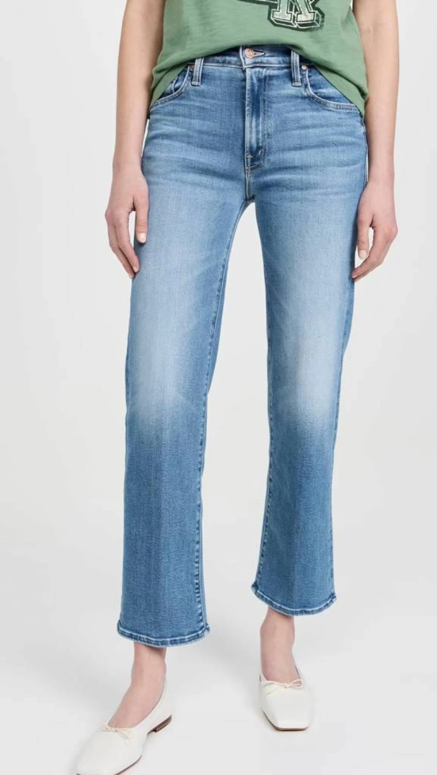 MOTHER Women's Mid Rise Rambler Zip Ankle Jeans - High-Quality Denim Pants for Women