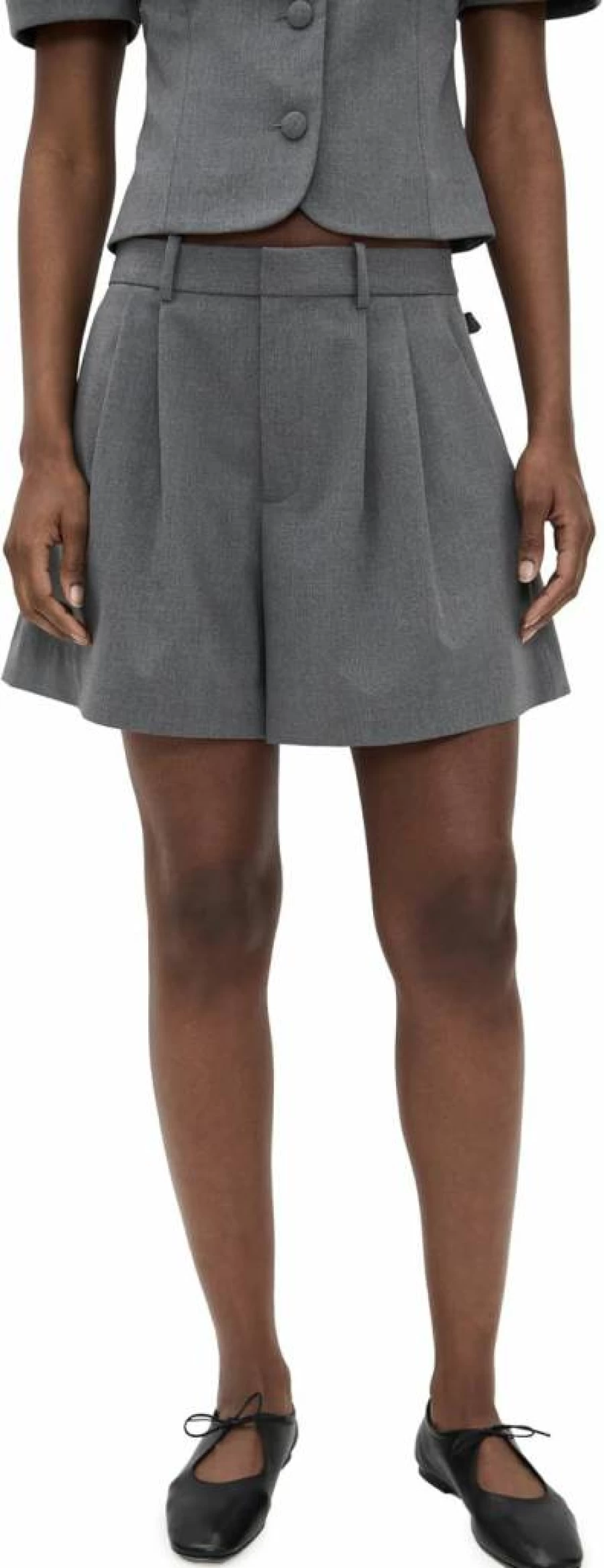 Sandy Liang Women's Hinoki Denim Shorts - High Waisted Vintage Washed Blue Jeans Shorts