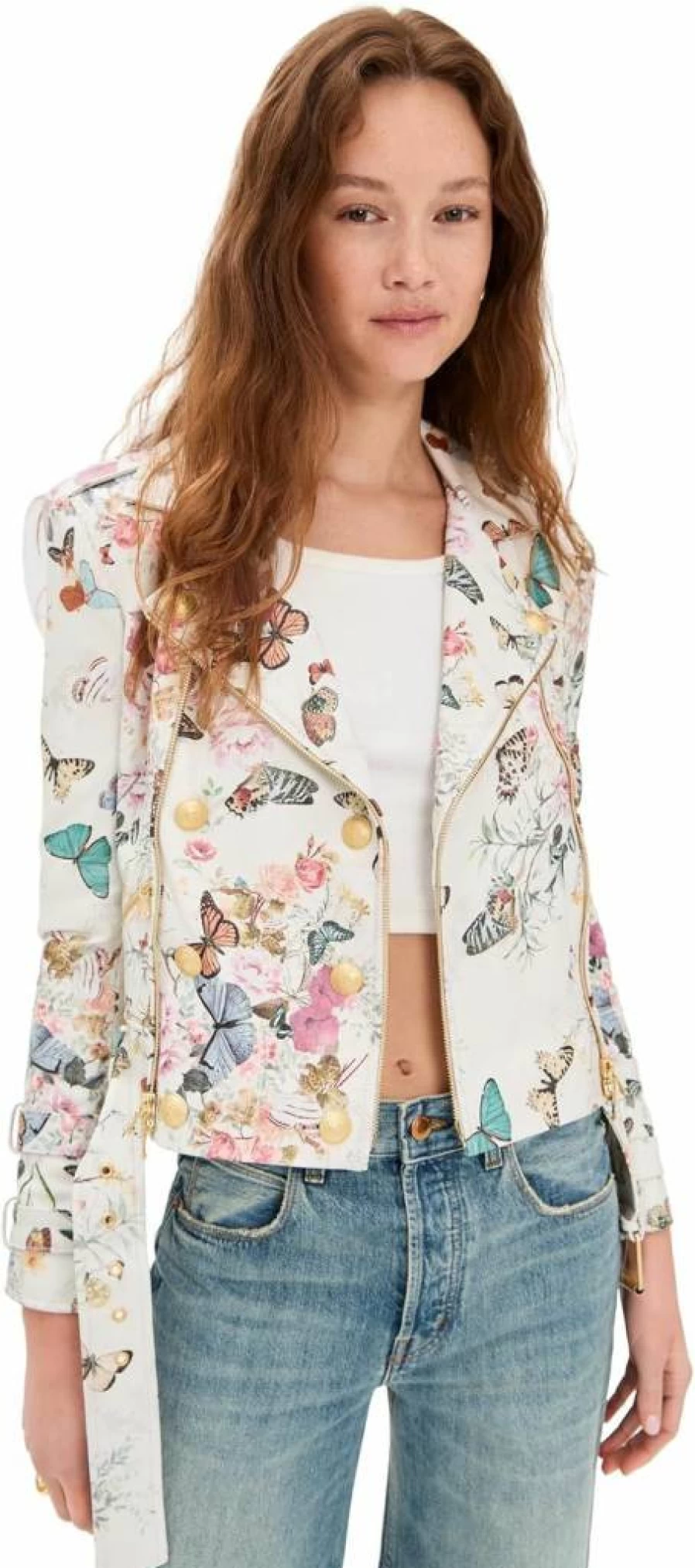 L'AGENCE Women's Billie Leather Jacket with Belt - Stylish Belted Jacket for Women