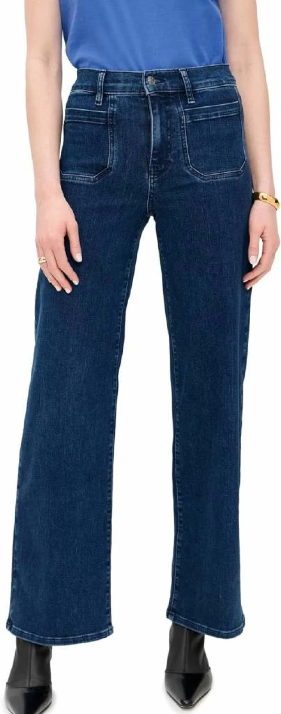 FRAME Women's High-Waisted Slim Palazzo Jeans with Pockets - Modernist Denim Style