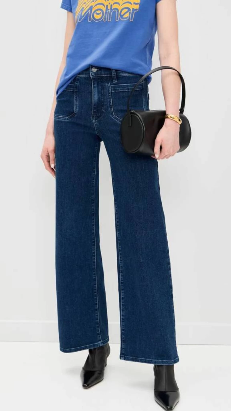 FRAME Women's High-Waisted Slim Palazzo Jeans with Pockets - Modernist Denim Style