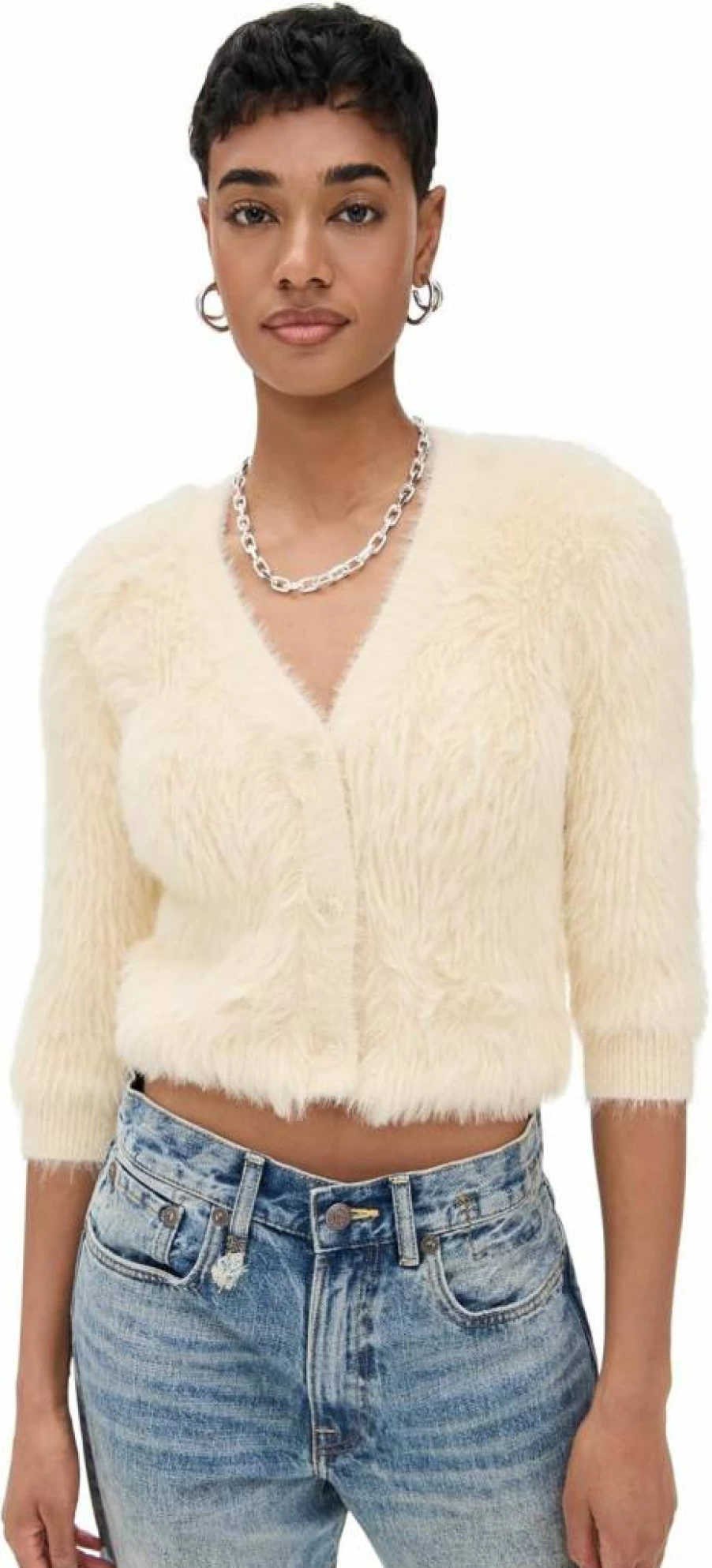 R13 Women's Oversized Balloon Sleeve Cardigan Sweater