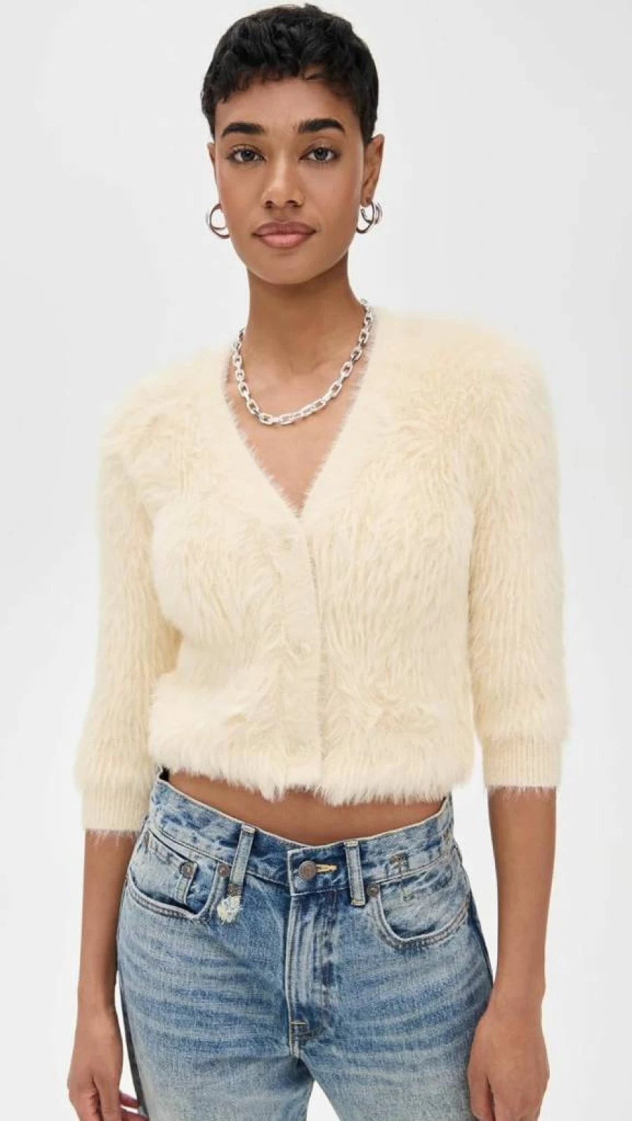 R13 Women's Oversized Balloon Sleeve Cardigan Sweater