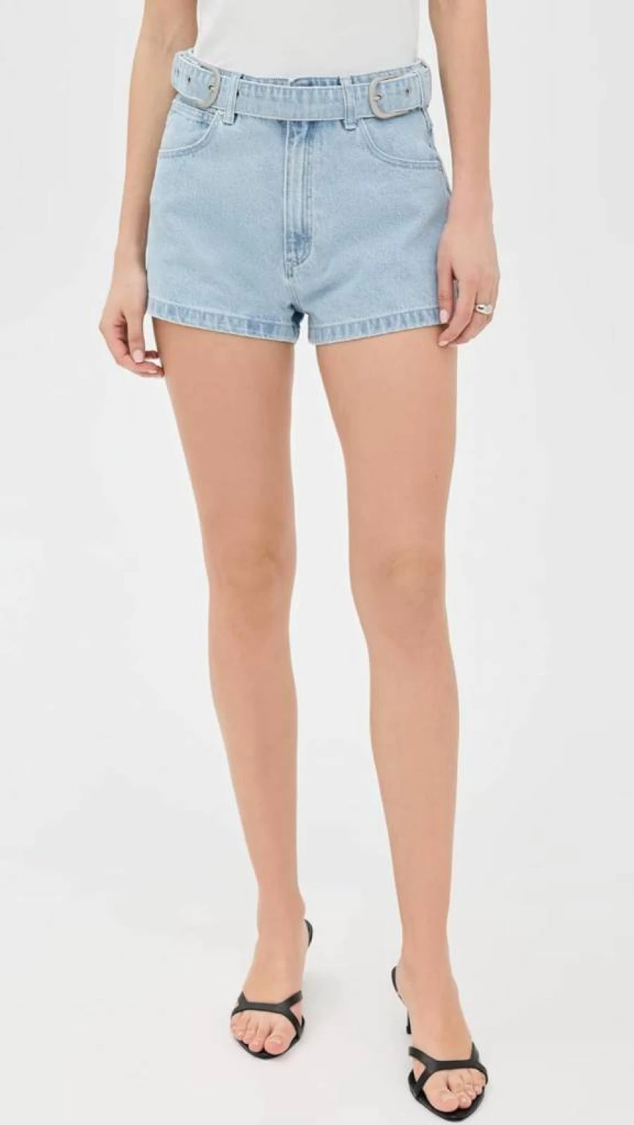 ABRAND Women's High-Waisted Relaxed Belt Casual Shorts - Comfortable & Stylish Kate Shorts for Everyday Wear