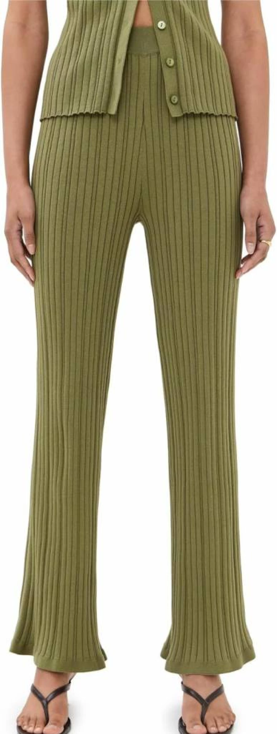 LE BOP Women's High Waisted Ribbed Flare Pants - Stretchy Tummy Control Bootcut Yoga Trousers for Casual & Work Outfits