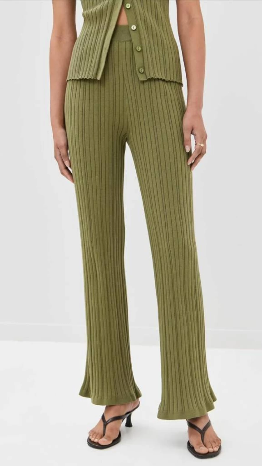 LE BOP Women's High Waisted Ribbed Flare Pants - Stretchy Tummy Control Bootcut Yoga Trousers for Casual & Work Outfits