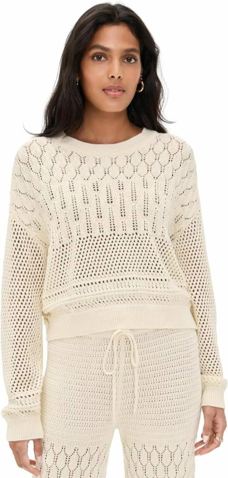 Z SUPPLY Women's Rue Crochet Knit Sweater - Boho Chic Lace Pullover Top