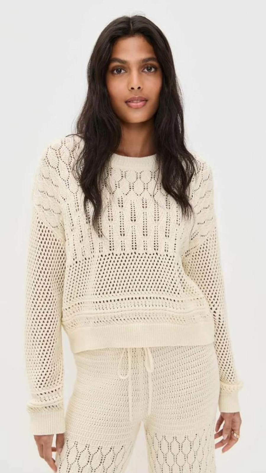 Z SUPPLY Women's Rue Crochet Knit Sweater - Boho Chic Lace Pullover Top