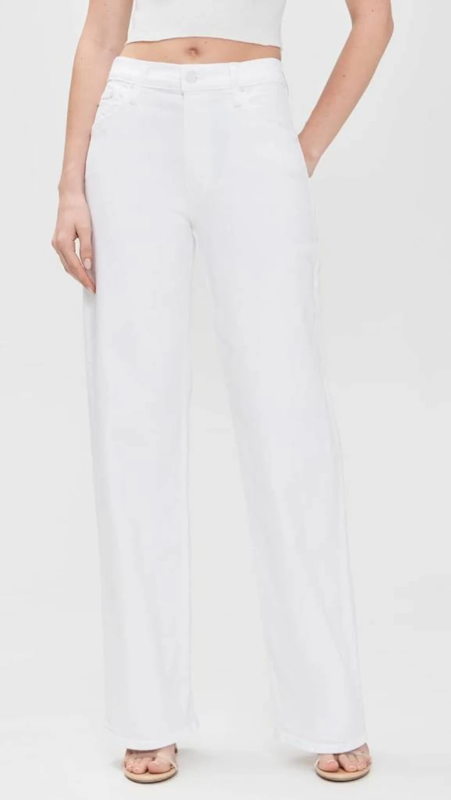 MOTHER Women's Spinner Zip-Up Sneaker Jeans - High-Waisted Stretch Denim with Side Zipper Detail