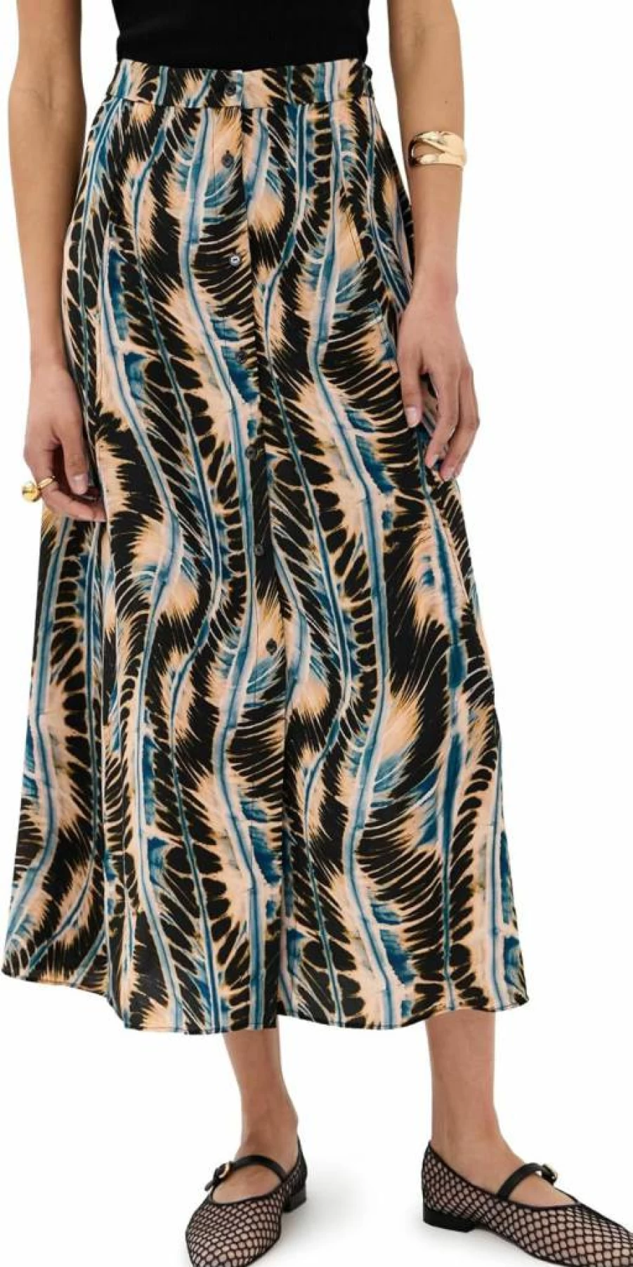 Ulla Johnson Women's Rowan Skirt - Floral Printed Midi Skirt with Elastic Waist