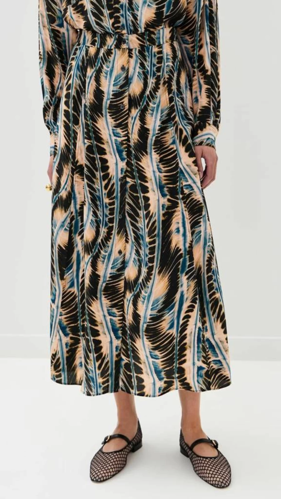 Ulla Johnson Women's Rowan Skirt - Floral Printed Midi Skirt with Elastic Waist
