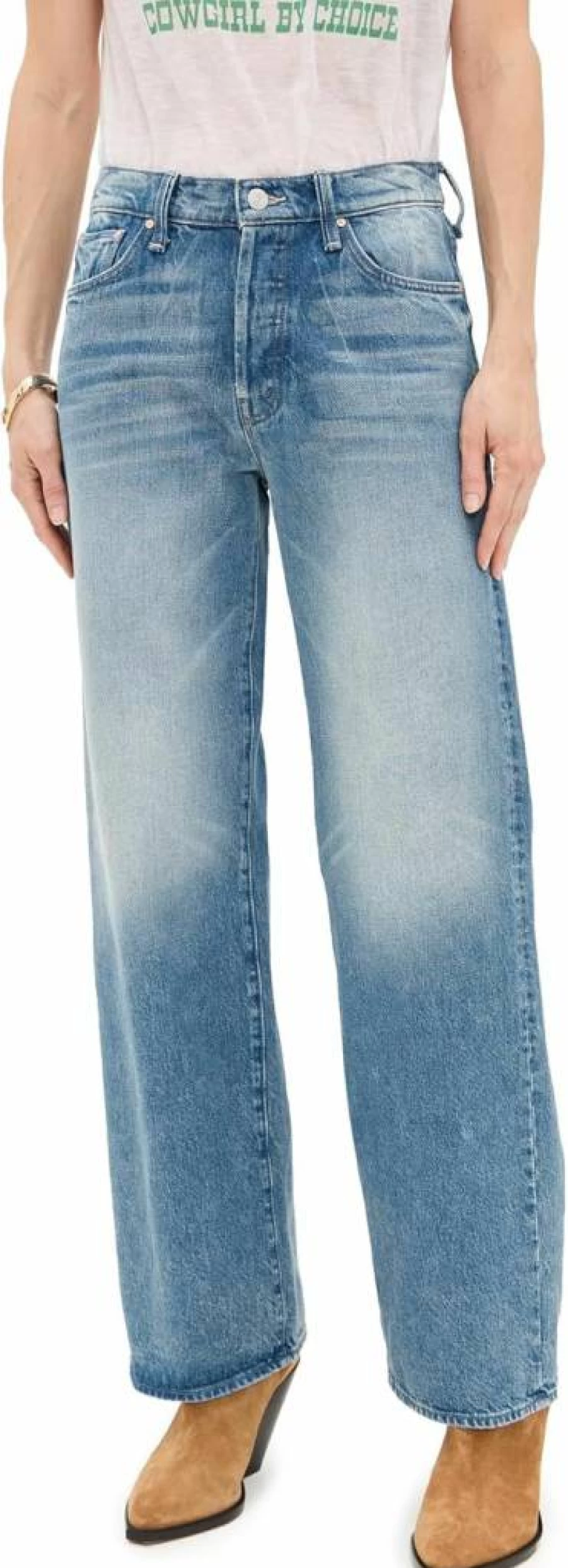 MOTHER Petite Women's Lil Dodger Button-Fly Sneaker Jeans