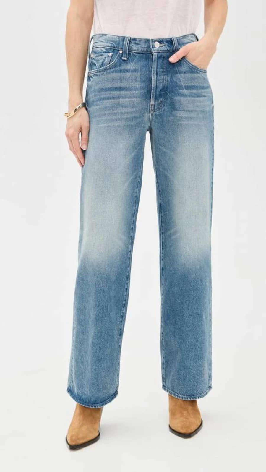 MOTHER Petite Women's Lil Dodger Button-Fly Sneaker Jeans