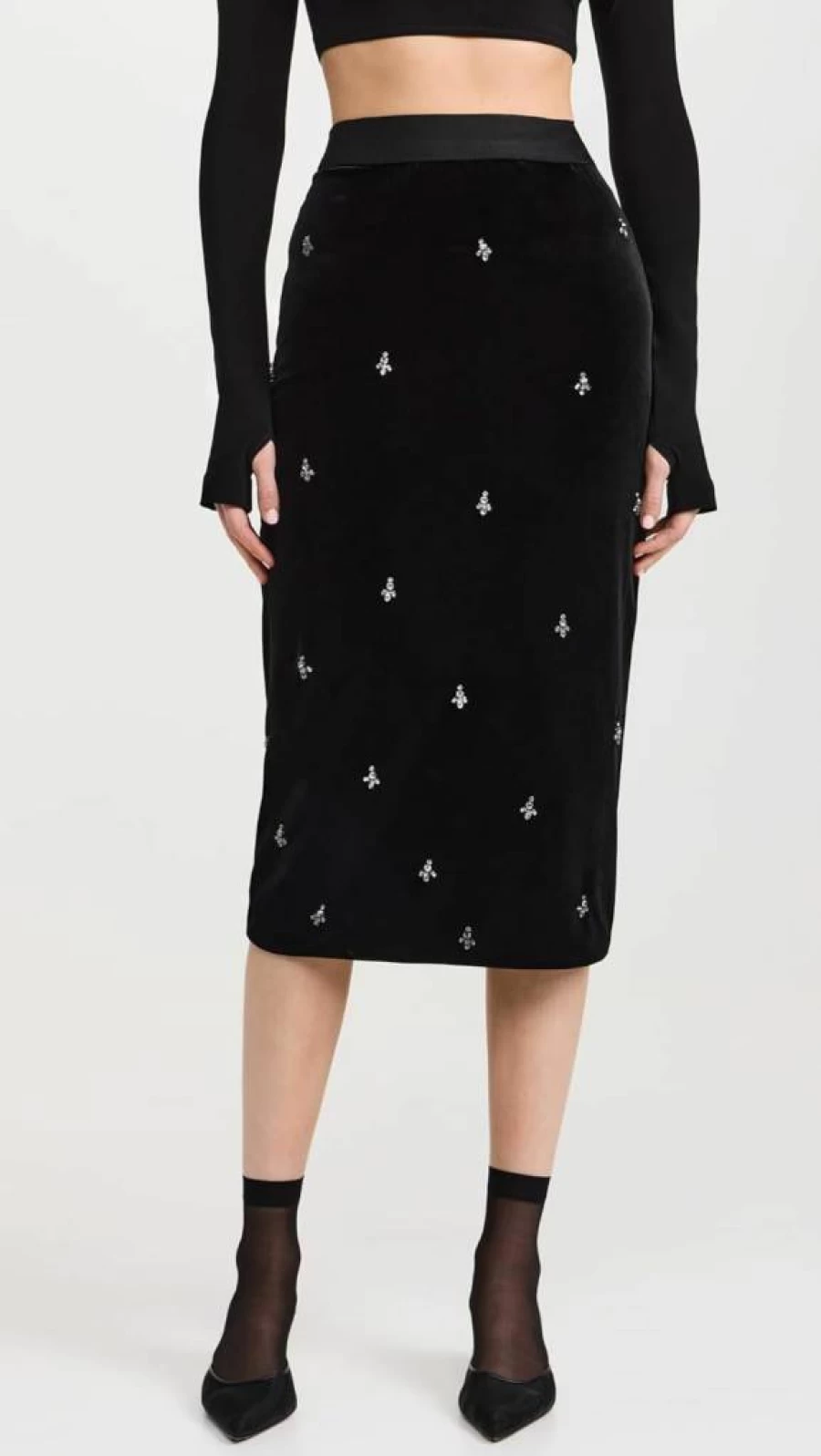 Le Superbe Women's Embellished Liza Skirt - Elegant Floral Beaded Midi Skirt for Women