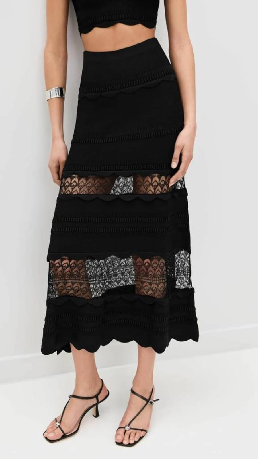 ALEXIS Women's Jeannie High-Waisted Flowy Midi Skirt - Elegant Casual Stretch Fabric A-Line Design