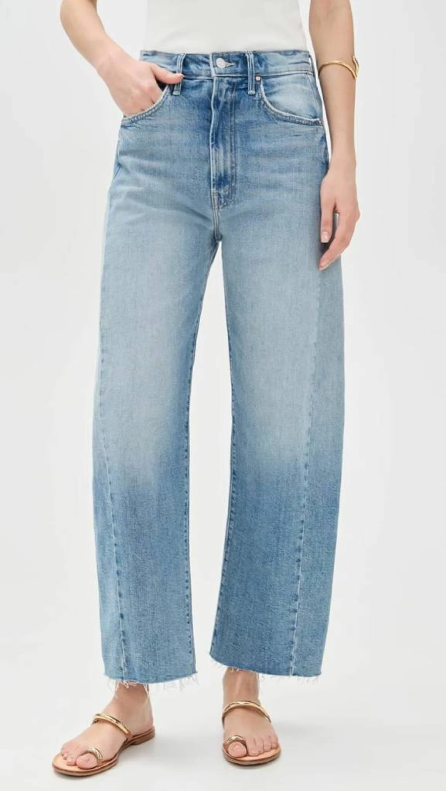 MOTHER Women's High-Rise Ankle Jeans with Half Pipe Detail