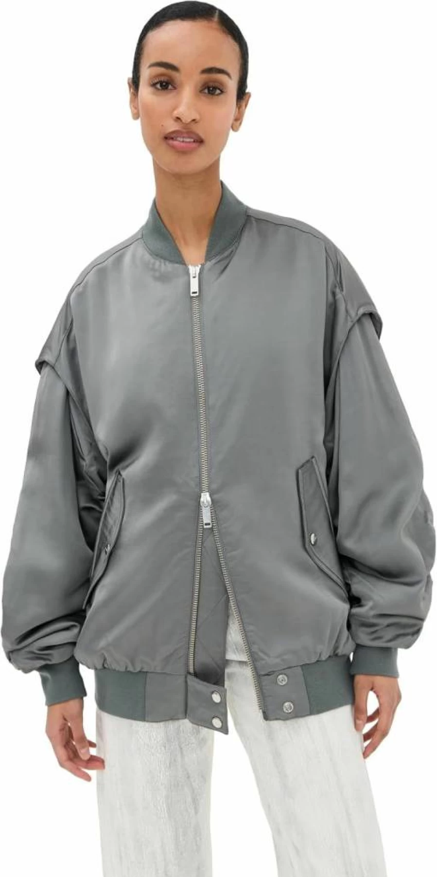 HALFBOY Women's Oversized Bomber Jacket - Stylish Lightweight Outerwear Coat