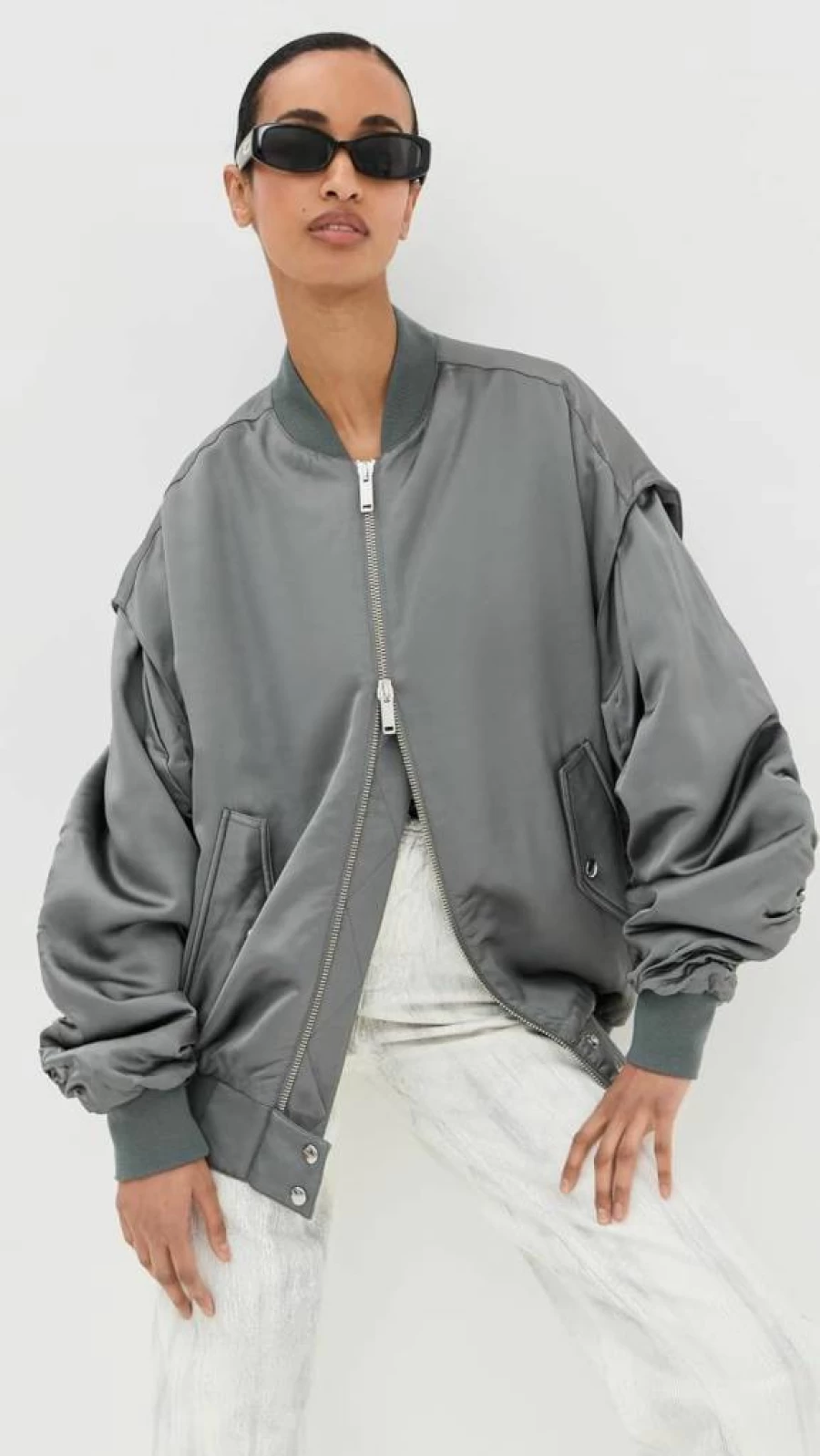 HALFBOY Women's Oversized Bomber Jacket - Stylish Lightweight Outerwear Coat