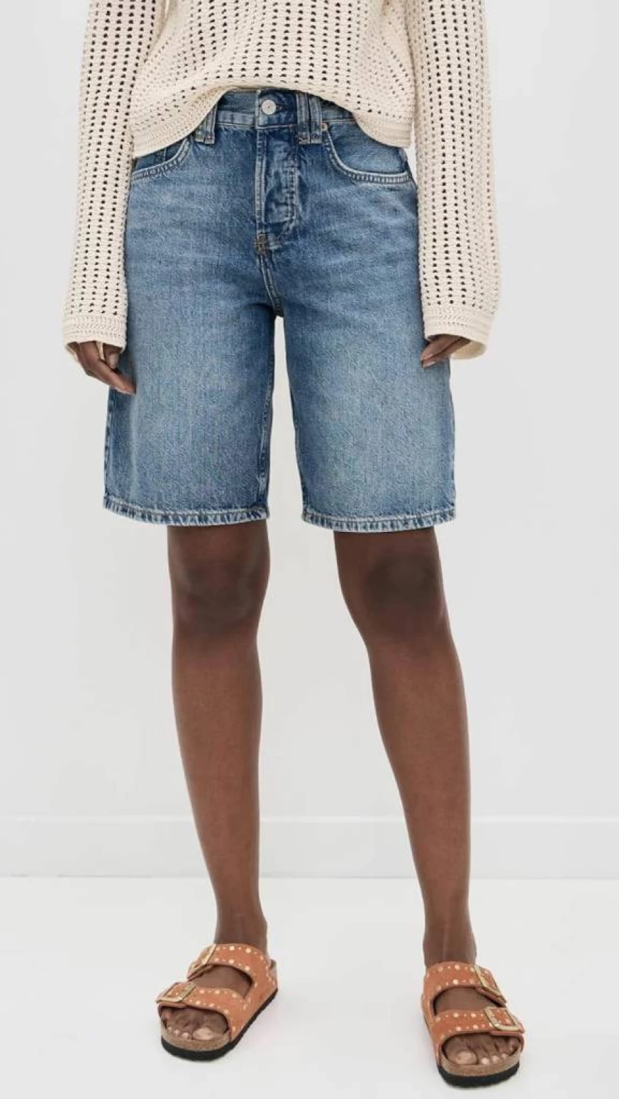 Free Women's Montana Denim Shorts by Free People - High Waisted Vintage Style Distressed Cutoff Denim Shorts for Women