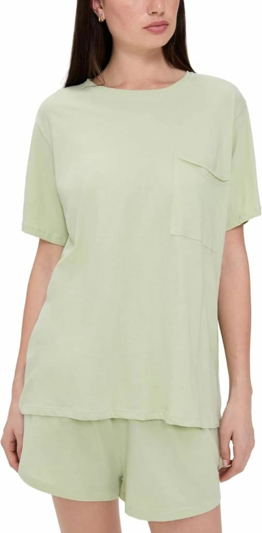 Lunya Women's Pima Cotton Short Sleeve Tee and Shorts Set - Soft Sleepwear & Lounge Outfit