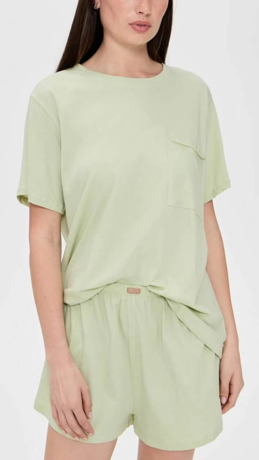 Lunya Women's Pima Cotton Short Sleeve Tee and Shorts Set - Soft Sleepwear & Lounge Outfit