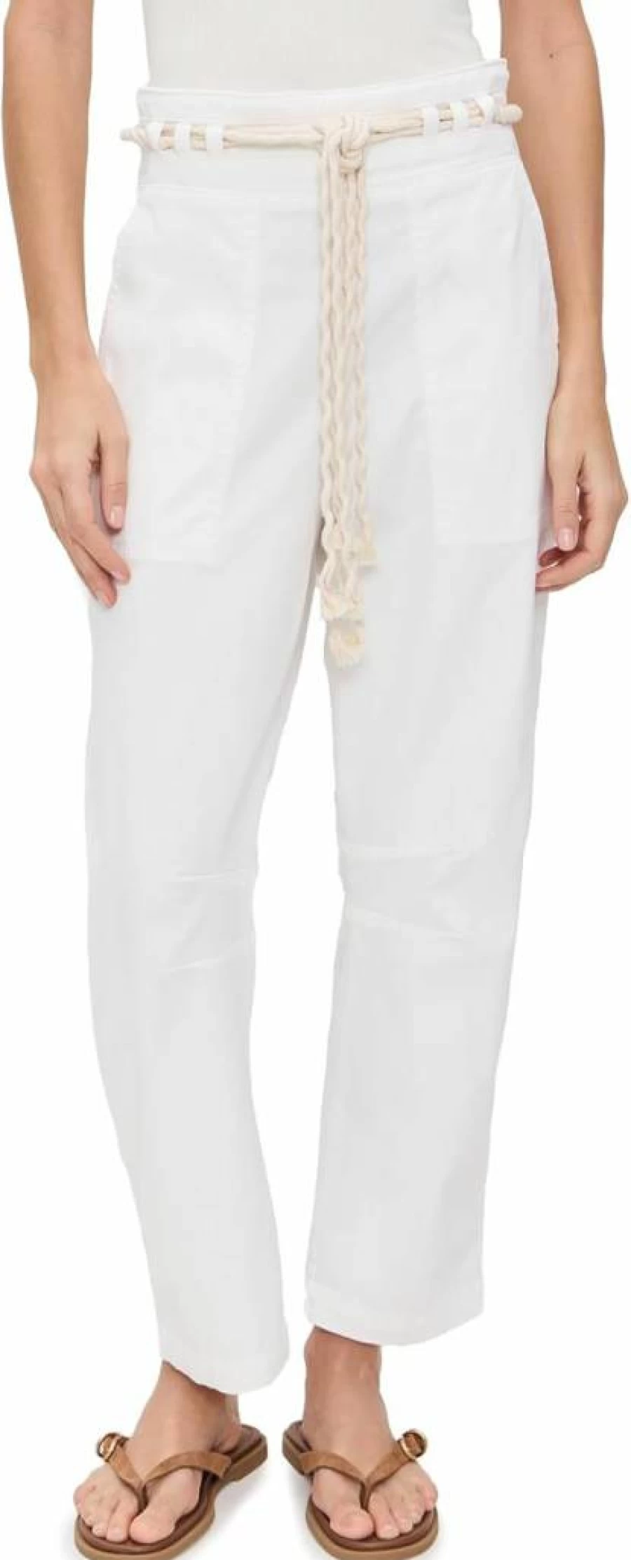 ASKK NY Women's Santorini Pants - Lightweight High-Waisted Wide Leg Linen Beach Trousers for Summer Vacation