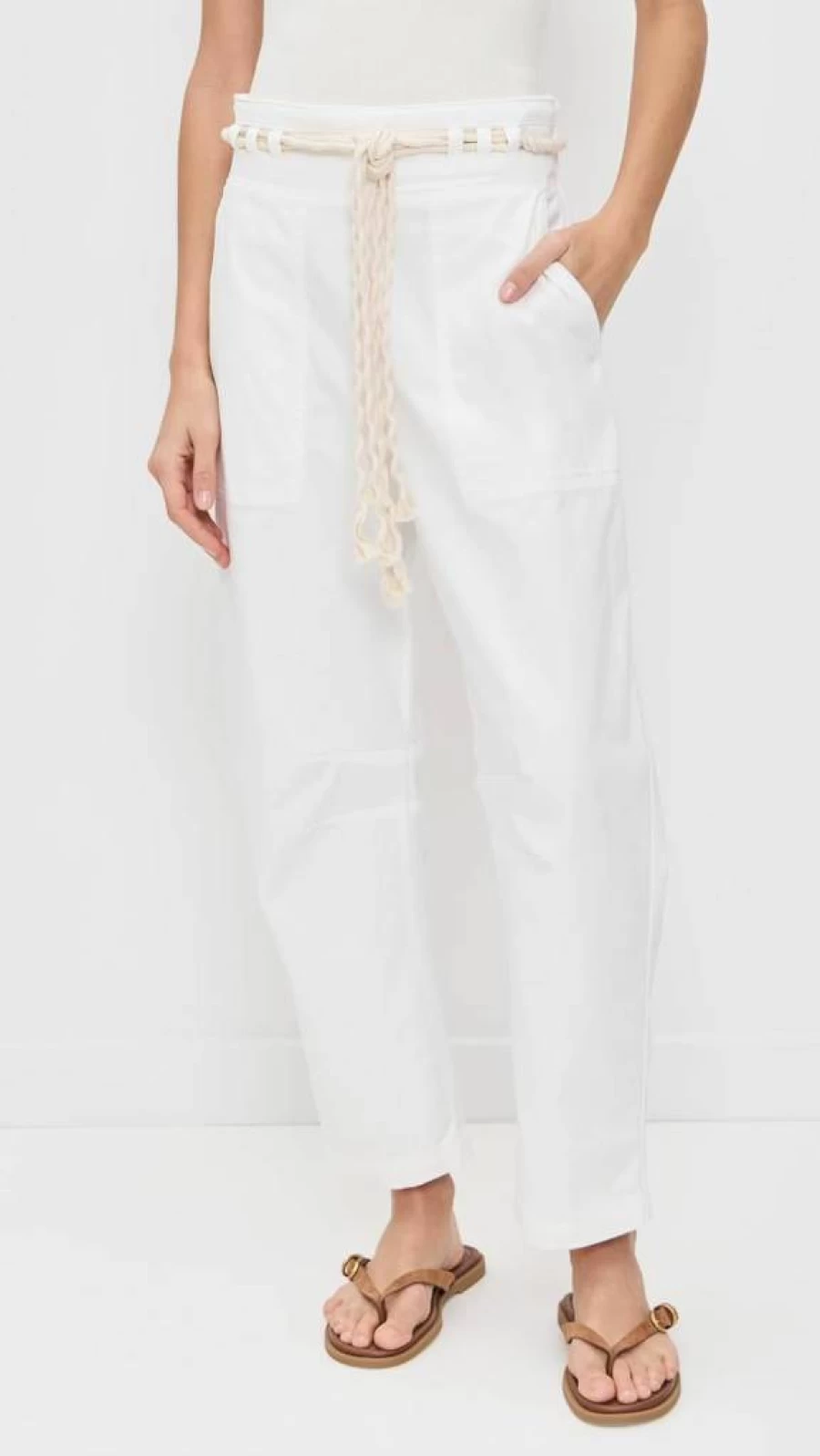 ASKK NY Women's Santorini Pants - Lightweight High-Waisted Wide Leg Linen Beach Trousers for Summer Vacation
