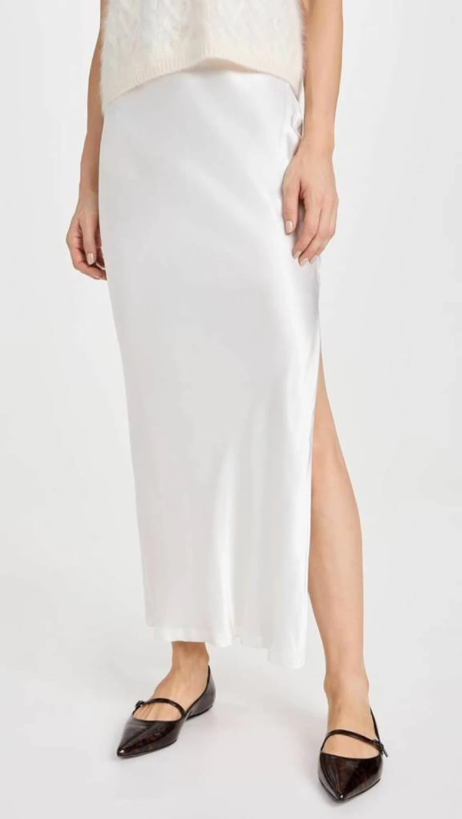 Enza Costa Women's Satin Bias-Cut Midi Skirt - Elegant & Flowy