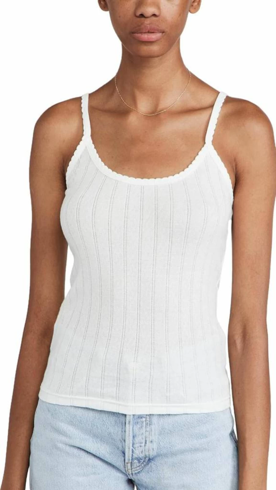 Leset Women's Pointelle Knit Classic Tank Top - Soft Breathable Summer Casual Stretch Fit
