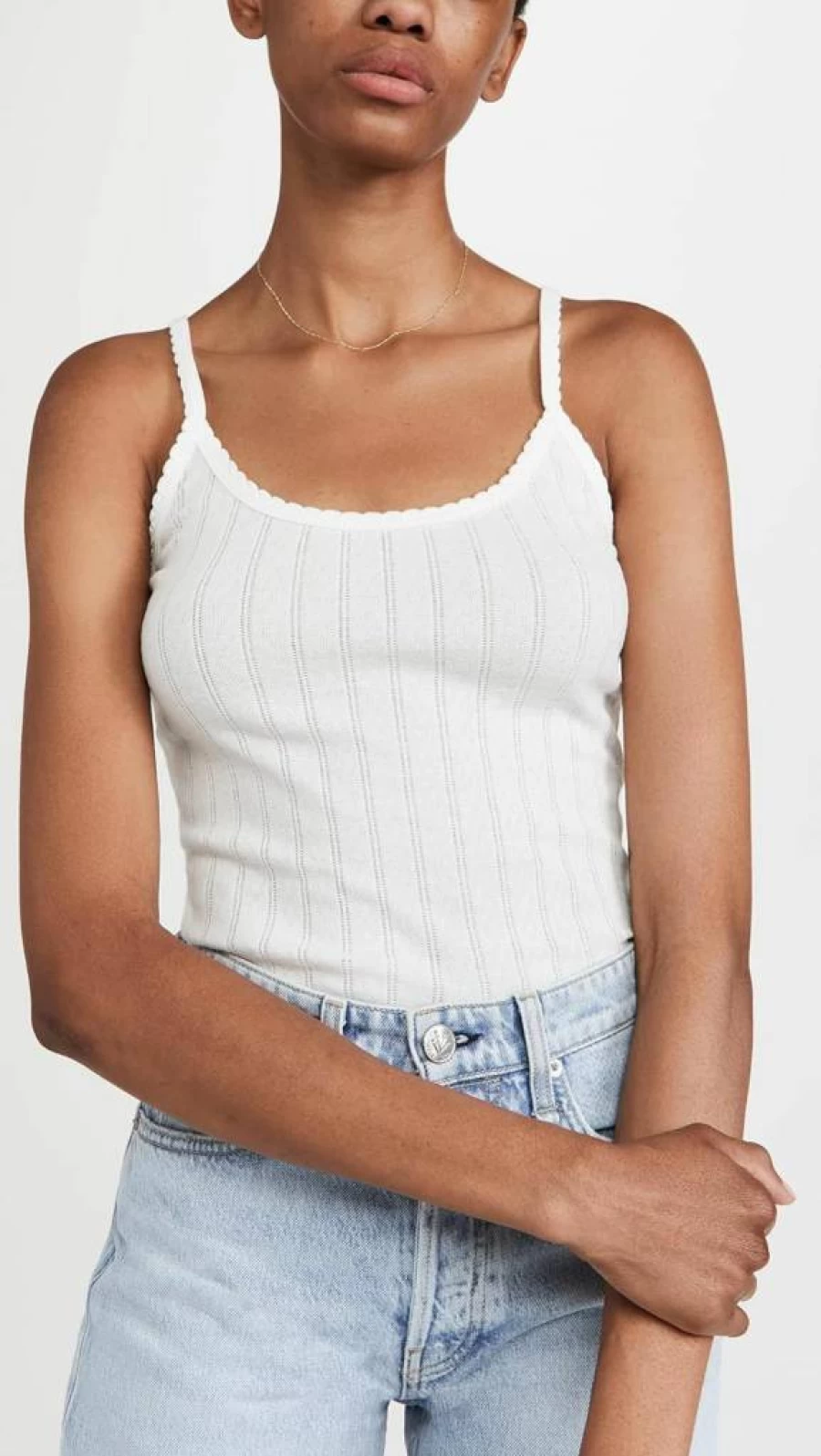 Leset Women's Pointelle Knit Classic Tank Top - Soft Breathable Summer Casual Stretch Fit